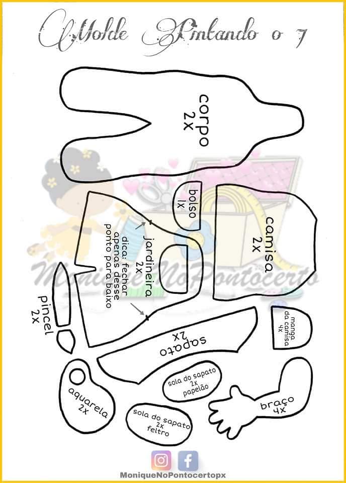 Moldes Criativos De Bonecas Para Download Feltro Fácil 6033