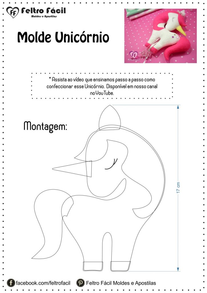 Molde de Unicórnio Criativo Para Download #FeltroFácil