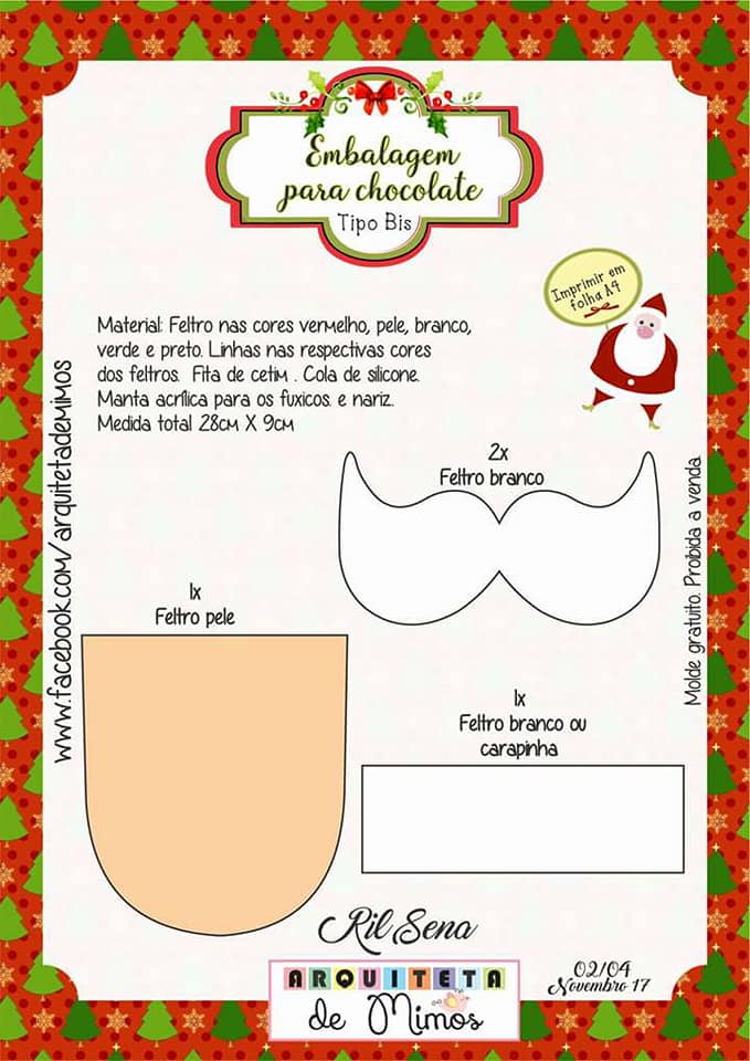 Embalagem de Feltro Papai Noel