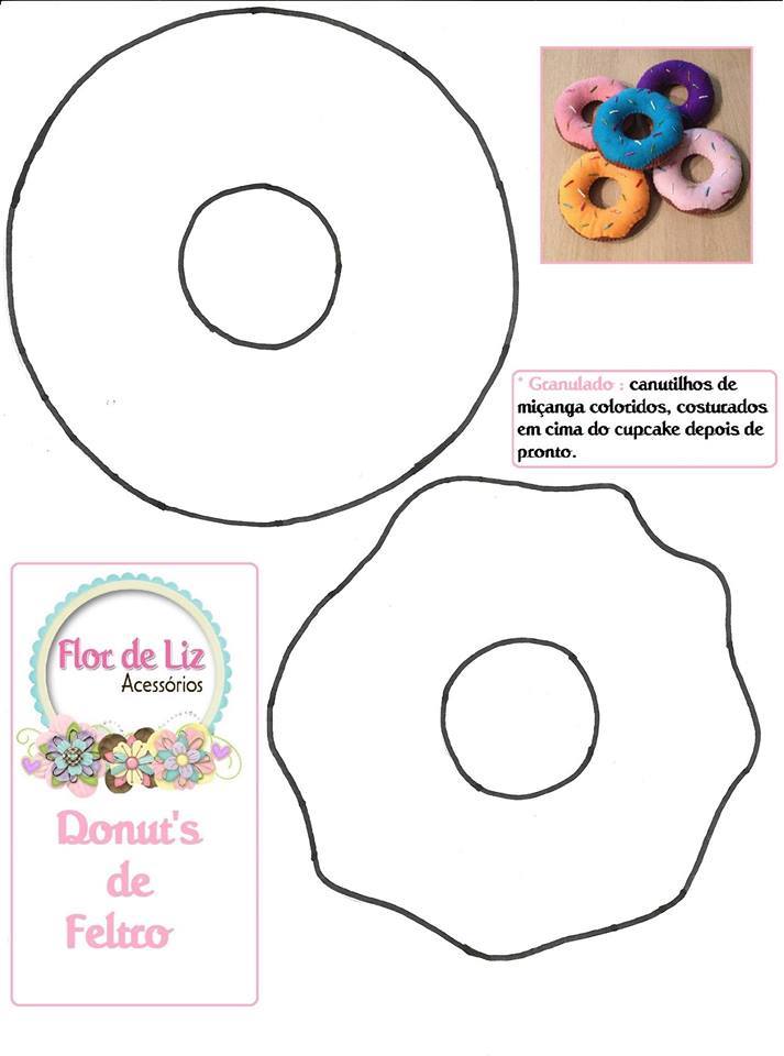 Molde de rosquinha donuts em feltro