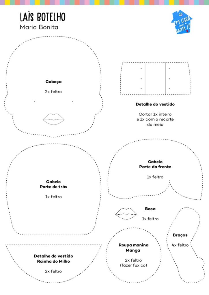 Roupa de boneca com molde para impressão