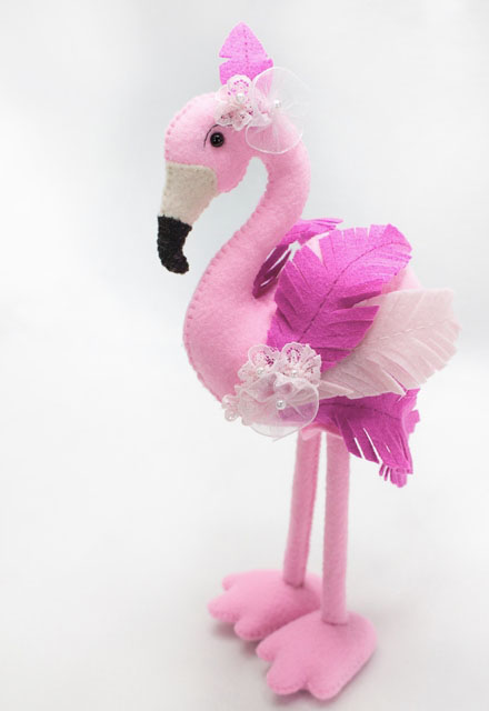 flamingo em feltro