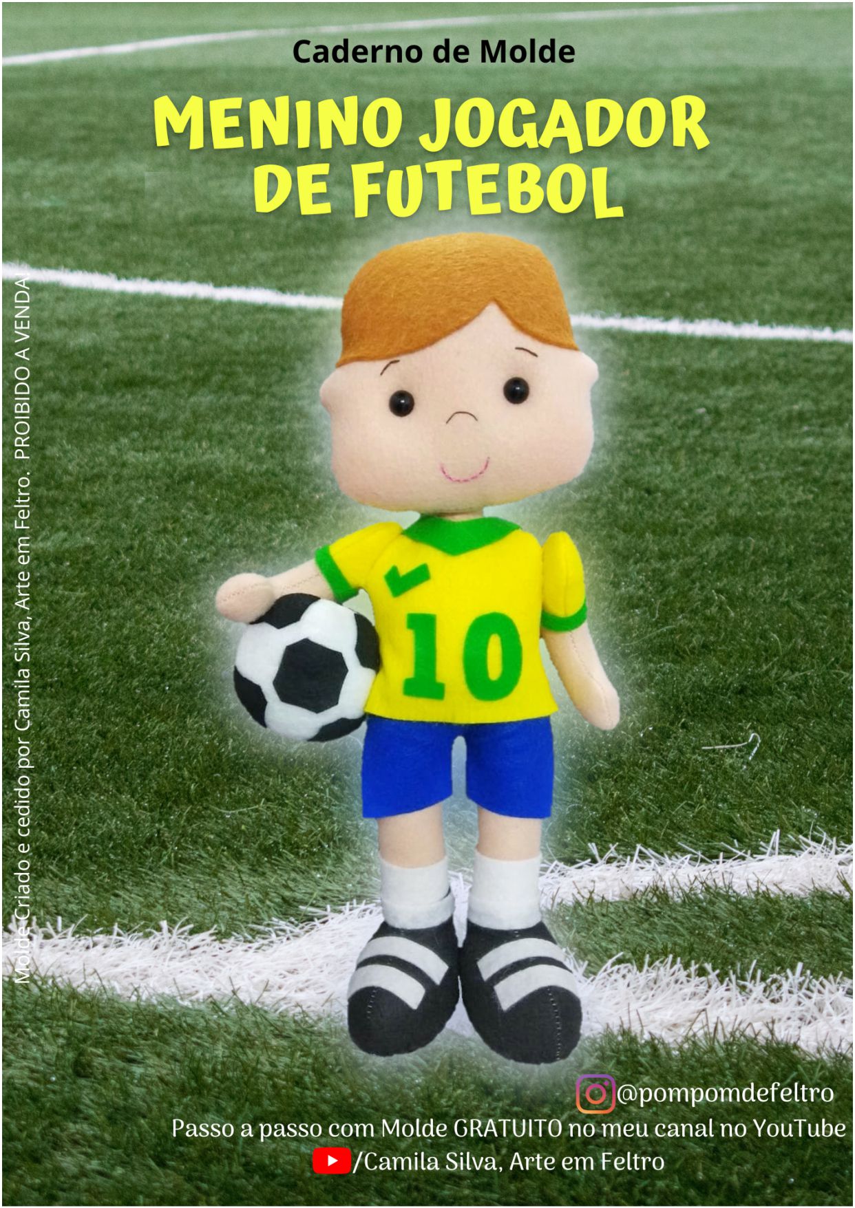 Molde de Jogador de Futebol Criativo Para Imprimir - Feltro Fácil