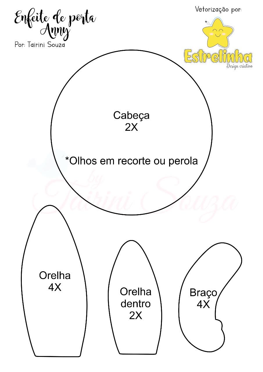 molde coelhinha fofinha em feltro número 2