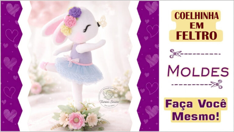 MOLDE GRATUITO DESSA COELHINHA EM FELTRO!