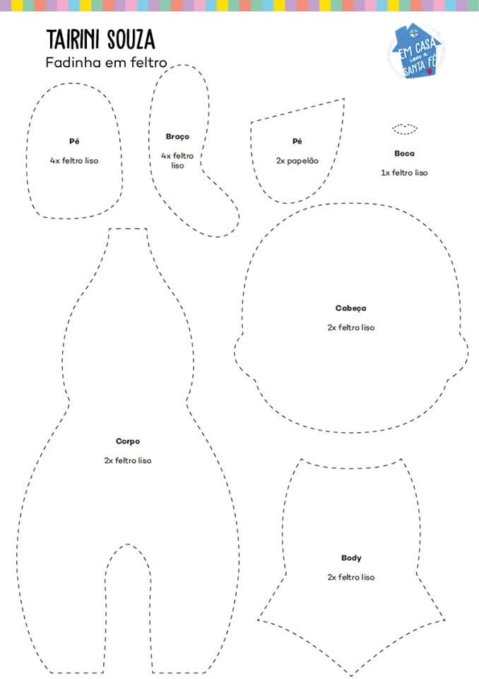 molde bonequinha de feltro 1