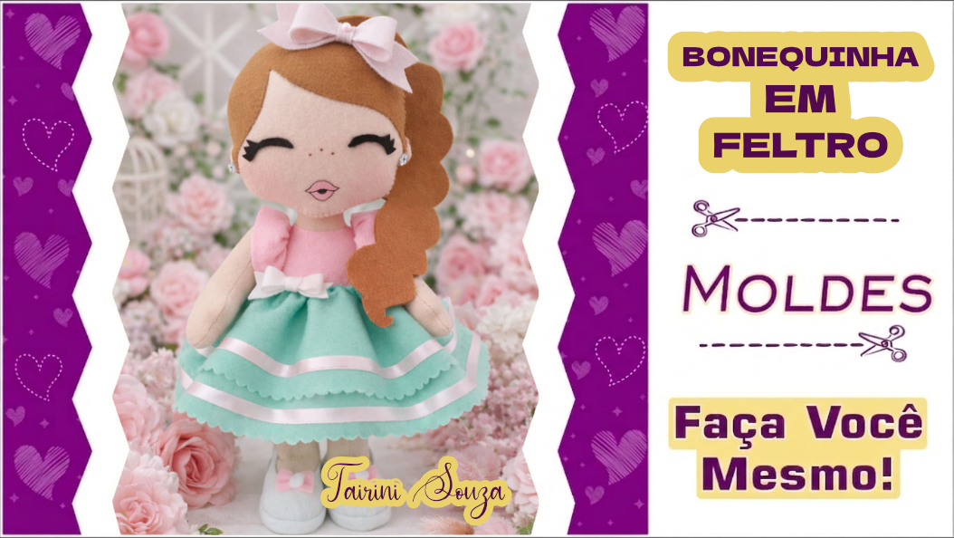 Leia mais sobre o artigo Molde de Bonequinha em Feltro — Grátis para Imprimir