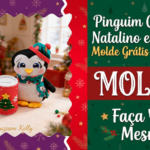 Pinguim Cofrinho Natalino em Feltro: Molde Grátis para Fazer