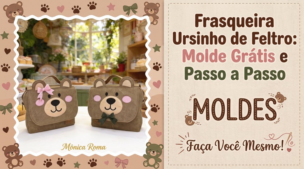 Leia mais sobre o artigo Frasqueira Ursinho de Feltro: Molde Grátis e Passo a Passo