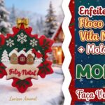 Enfeite de Porta Floco de Neve Vila Natalina + Molde Grátis