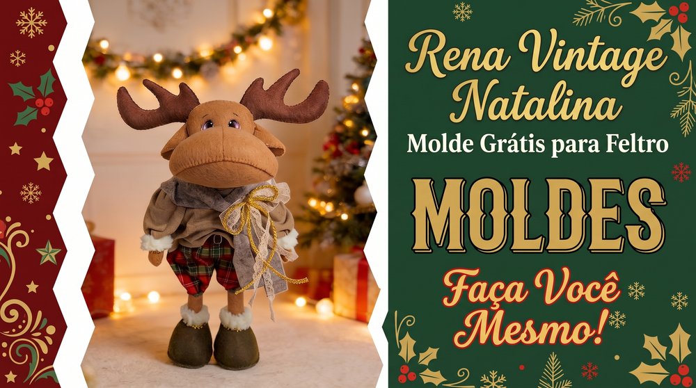 Leia mais sobre o artigo Rena Vintage Natalina: Molde Grátis para Feltro