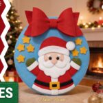 Quadro Papai Noel de Feltro com Molde Grátis para Baixar
