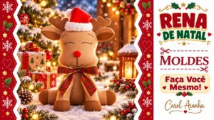 Leia mais sobre o artigo Rena Em Feltro – Molde de Rena de Natal em Feltro — Grátis para Imprimir