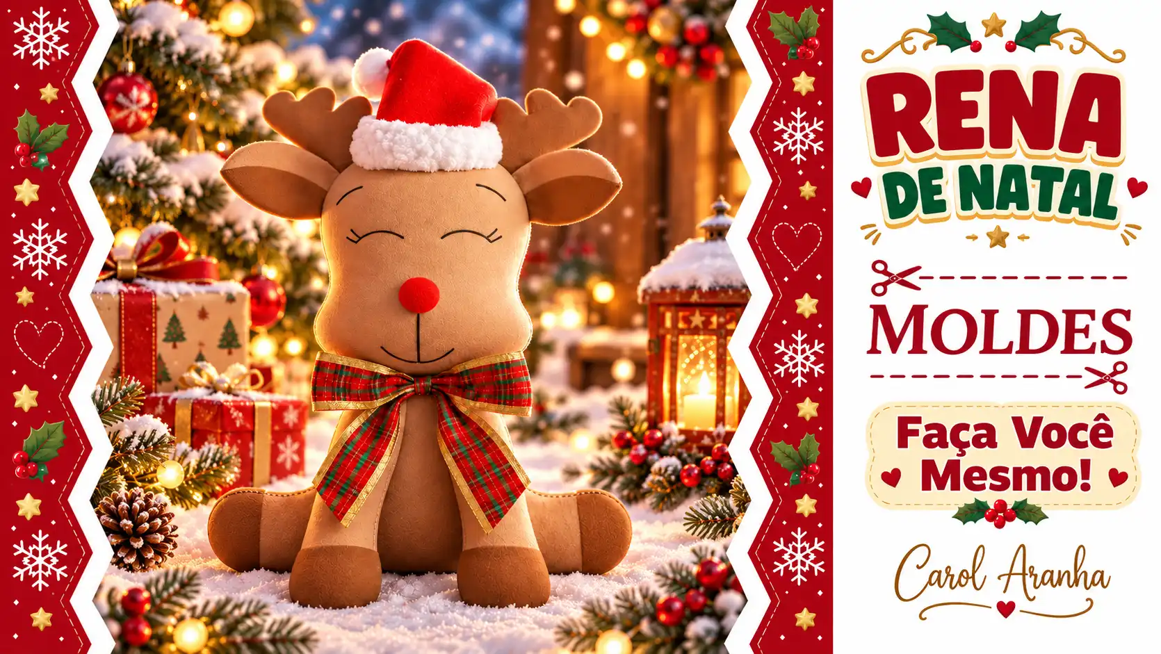 Leia mais sobre o artigo Rena Em Feltro – Molde de Rena de Natal em Feltro — Grátis para Imprimir